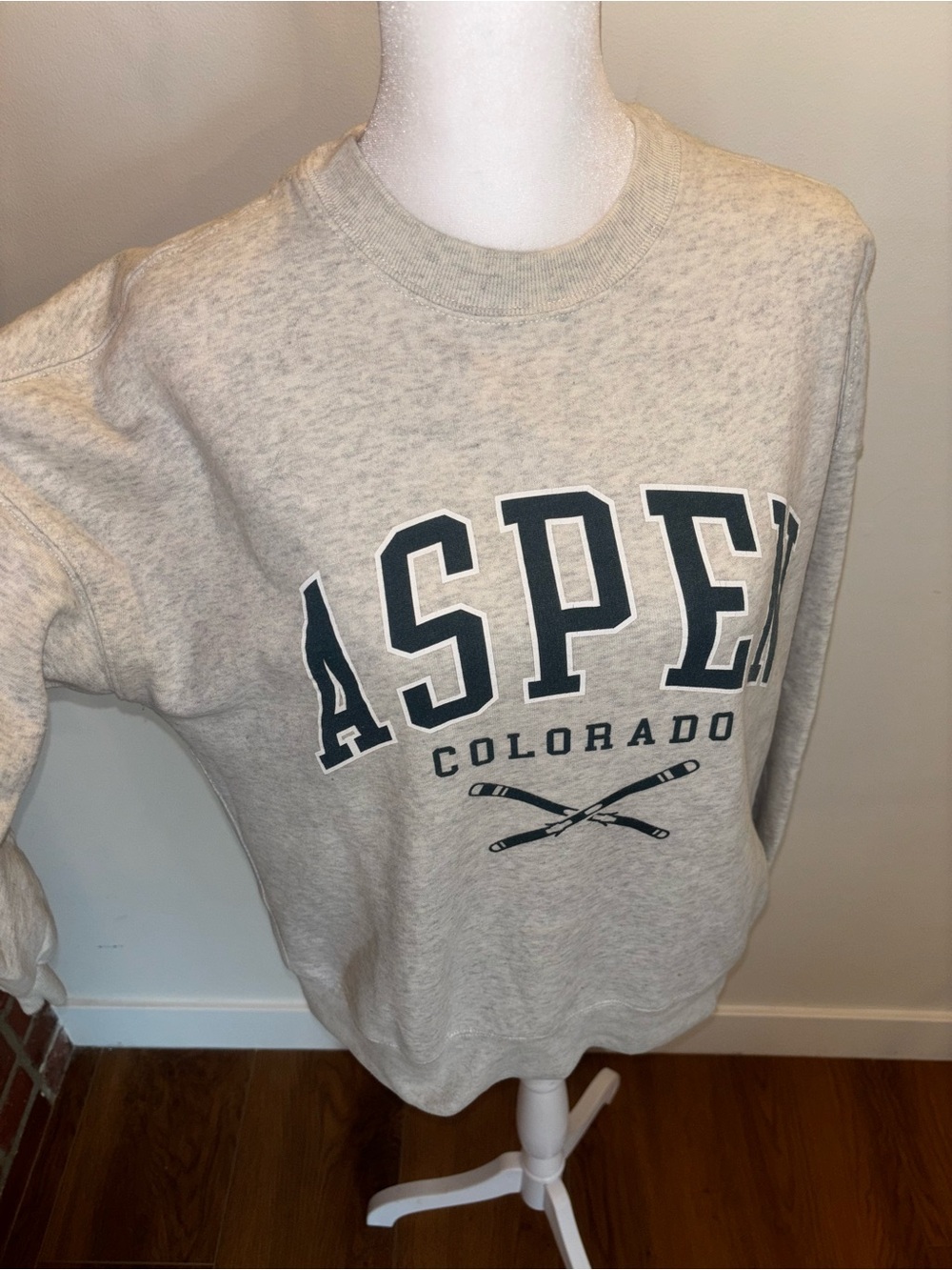 Abercrombie & Fitch Light Heather Gray Aspen Colorado Crewneck